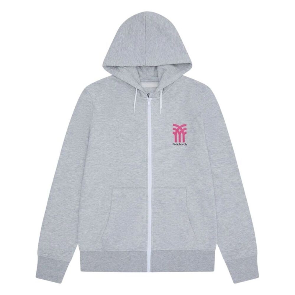 Fenchurch Unisex Adult Graphic Print Casual Full Zip Hoodie / Grey Marl